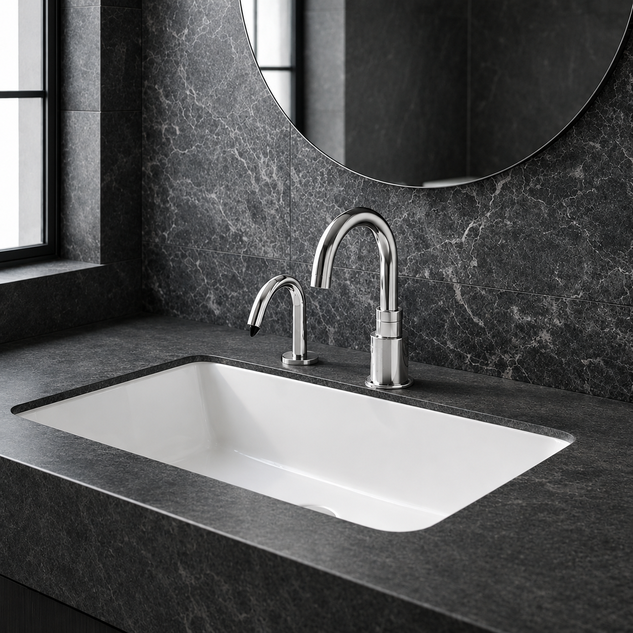 Chrome automatic soap dispenser and sensor faucet collection